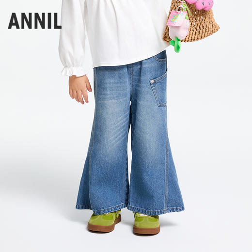 女童全腰牛仔长裤春季新款安奈儿童装实体店同款XG516560 商品图0