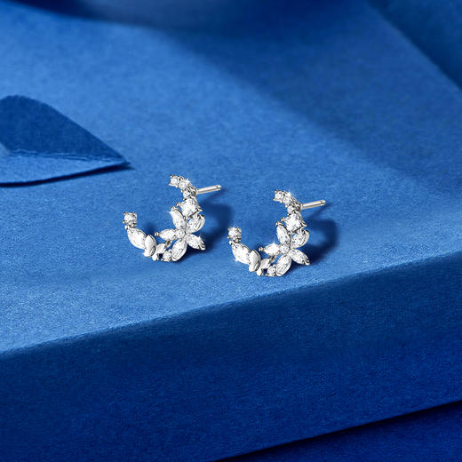 卡蒂罗/KADER 月落星河耳钉 在逃公主穿搭配饰月亮五瓣花闪闪蝶舞耳饰 满镶宝石爆闪养耳洞配饰 睡觉免摘 商品图6