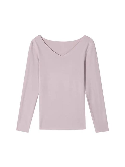 安莉芳专柜打底上衣女宽松长袖V领舒适打底衫秋季暖肤衣ED00263 商品图0