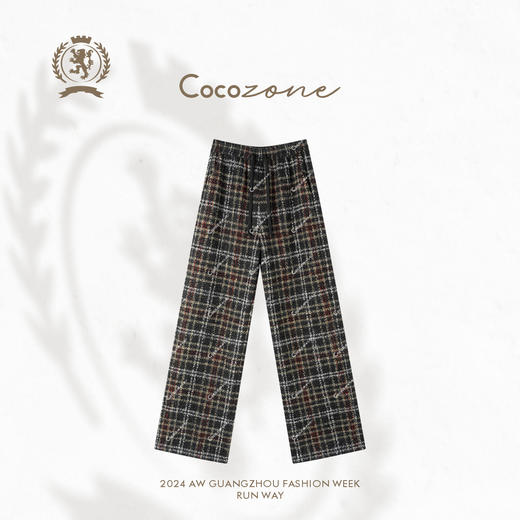 COCO ZONE 小香风黑白格子休闲裤显瘦百搭直筒裤CC1C2270 商品图0