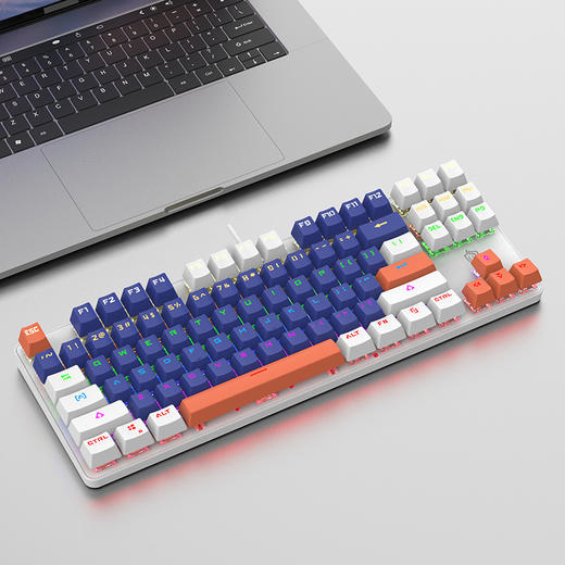 【电竞机械键盘，竞技游戏办公通用~】新款k919有线机械键盘 多拼色混光87键 青轴电竞游戏 办公笔记本键盘-QQ 商品图10