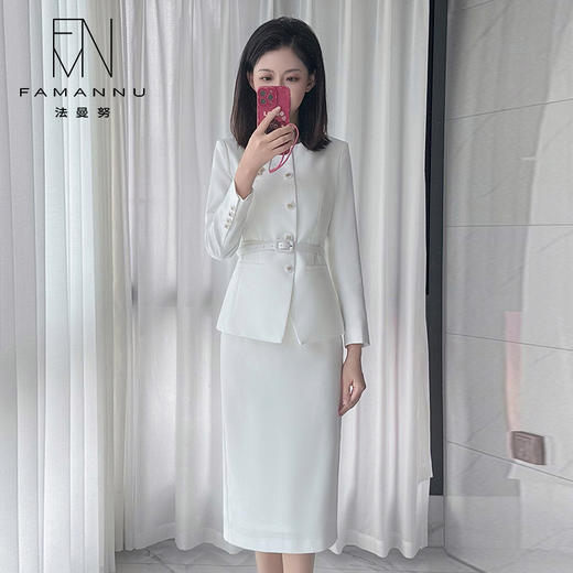IWY/白色西装套裙女秋冬新款正式场合商务面试工作服职业装CS14306 商品图1