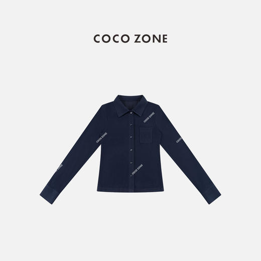 COCO ZONE 秋冬通勤风简约翻领单排扣长袖T恤CC2D2806 商品图0