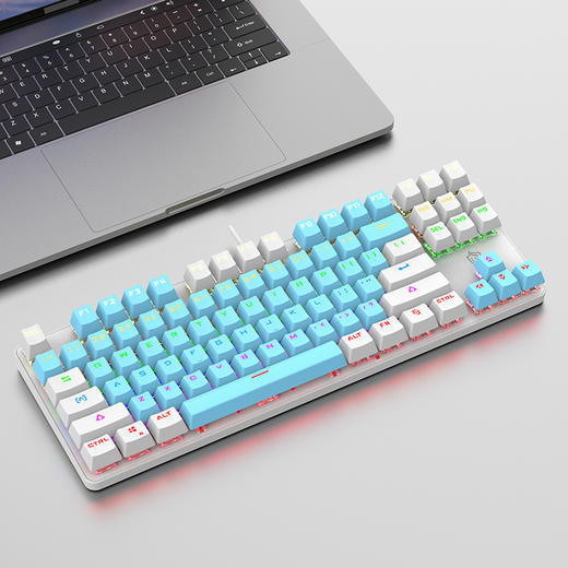 【电竞机械键盘，竞技游戏办公通用~】新款k919有线机械键盘 多拼色混光87键 青轴电竞游戏 办公笔记本键盘-QQ 商品图13