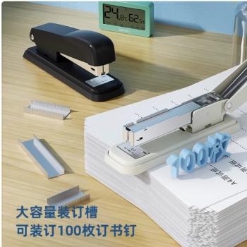 得力（deli）50页金属厚层订书机/订书器 弹出式钉道 办公用品 黑色0416 商品图3