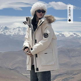 西遇黑色毛领加厚棉服女冬季新款工装连帽派克服加绒外套SS141395