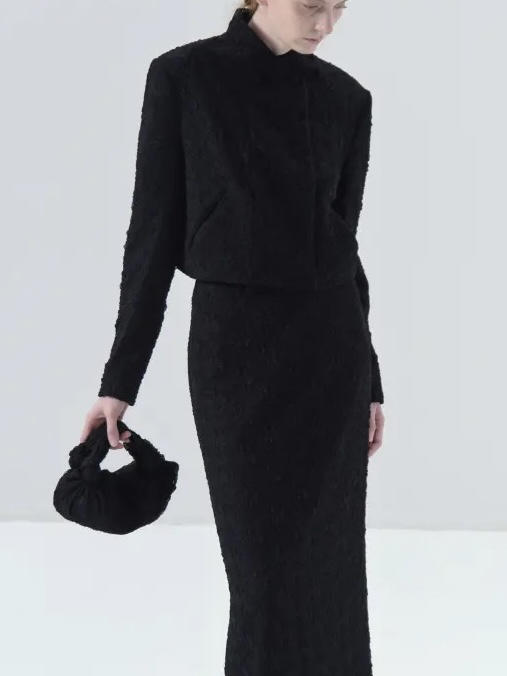 ranyepersonal｜blazer 提花肌理黑色短外套 [ 黑TOUCH24JA01-1 ] 商品图3