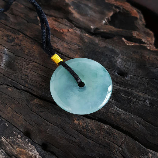 【天然正品】天然糯冰种飘花平安扣翡翠（吉祥、如意）吊坠项链30.5*30.5*4.6MM（皆取最大值）中性款现售价：1880！191224AH80 商品图2