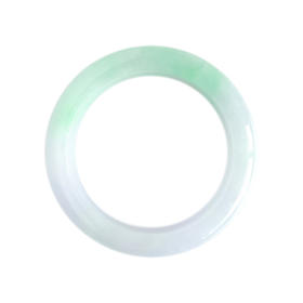 【天然正品】天然收藏级细腻无杂裂半山半水糯冰种紫罗兰半圈绿57.5号翡翠手镯  190623NJM25