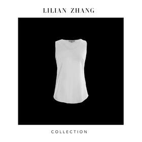 LILIAN ZHNAG 定制—都市力量——极简通勤白色立体剪裁背心 2402030