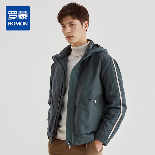 罗蒙秋冬季男装羽绒服男士休闲百搭厚实保暖连帽款羽绒服外套 商品图0