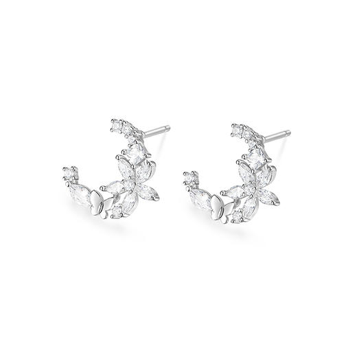 卡蒂罗/KADER 月落星河耳钉 在逃公主穿搭配饰月亮五瓣花闪闪蝶舞耳饰 满镶宝石爆闪养耳洞配饰 睡觉免摘 商品图1