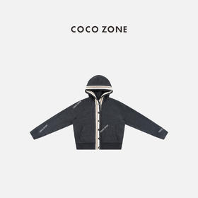 COCO ZONE 冬季学院风撞色边连帽单排扣外套CC1D2877