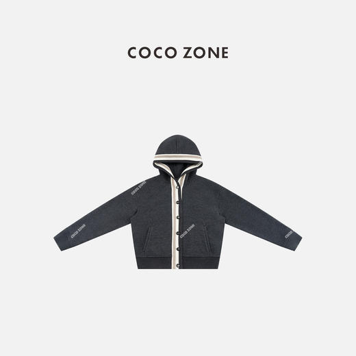 COCO ZONE 冬季学院风撞色边连帽单排扣外套CC1D2877 商品图0