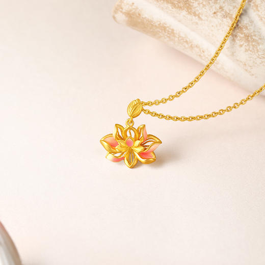 周六福精品足金两世欢计价黄金吊坠九华山系列节日礼物 商品图2