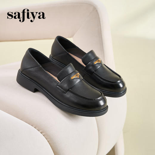 Safiya/索菲娅2025春英伦学院风软底羊皮一脚蹬复古JK小皮鞋SFD1112086 商品图5