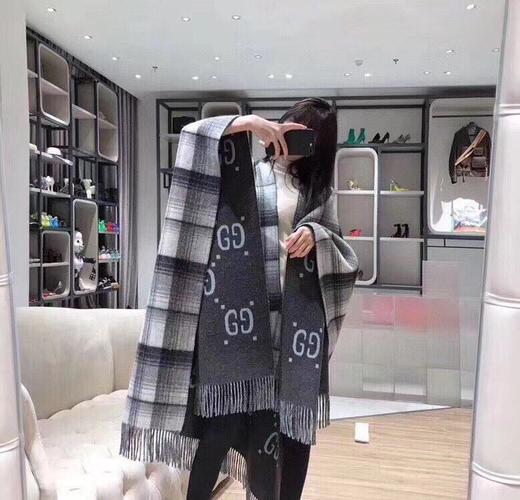 𝑮𝒖**𝒊双面可穿苏格兰格纹羊毛披肩（TL） 商品图1