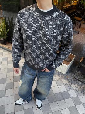 驴家 格子花灰套头毛衣（JN）