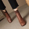 【预售5天】法式弹力袜靴女粗跟气质针织方头短靴新款拼接杏色中跟靴子DPJ&9671 商品缩略图3
