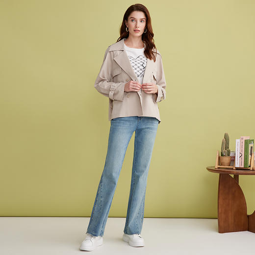 EITIE爱特爱春季新款修身气质风衣短款纯色外套7704403 商品图3