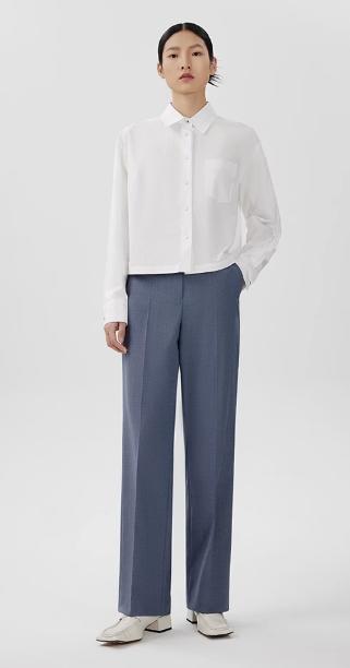 朗姿纯棉白衬衫长袖短款通勤LAEK04WBL144W11 商品图2