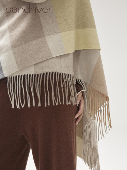 羊绒格纹提花披毯SJF95P620N 商品图1