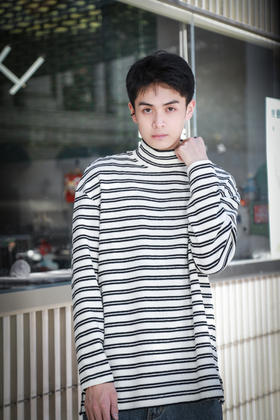 S44241194条纹高领长袖T恤