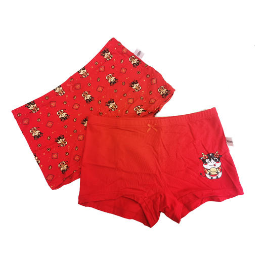 【2条】女童平角裤新年红内裤本命年底裤男内裤【CSK20316】 商品图0