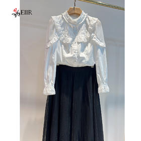 司歌宫廷复古长袖衬衫女拼接蕾丝T901325X