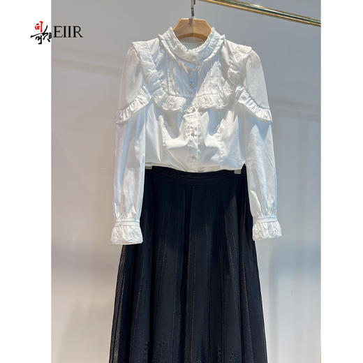 司歌宫廷复古长袖衬衫女拼接蕾丝T901325X 商品图0