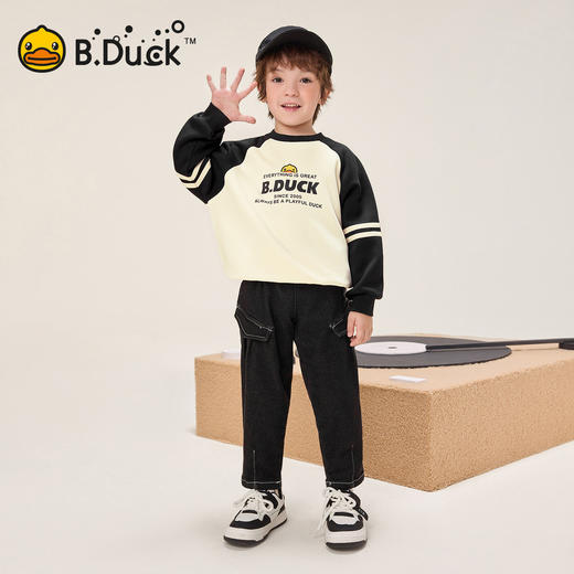 bduck小黄鸭童装男童加绒裤子儿童牛仔裤冬季磨毛工装裤休闲裤厚105-150 BF5571031 商品图1