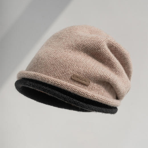 疯帽子 纯羊毛韩版冷帽 毛线帽子女秋冬保暖包头堆堆帽逛街针织帽 商品图2