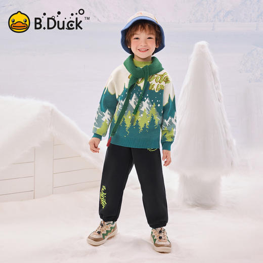 bduck小黄鸭童装男童加绒裤子儿童运动裤冬装保暖卫裤加厚潮105-150 BF5573091 商品图2