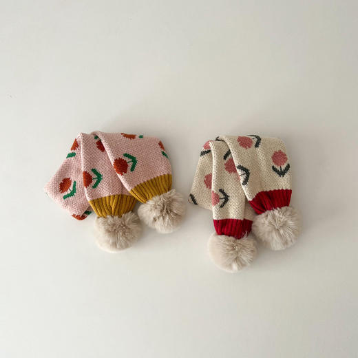 【醒粉福利19.9元/条】儿童冬季围巾 时尚ins可爱小花针织保暖宝宝围脖 商品图3