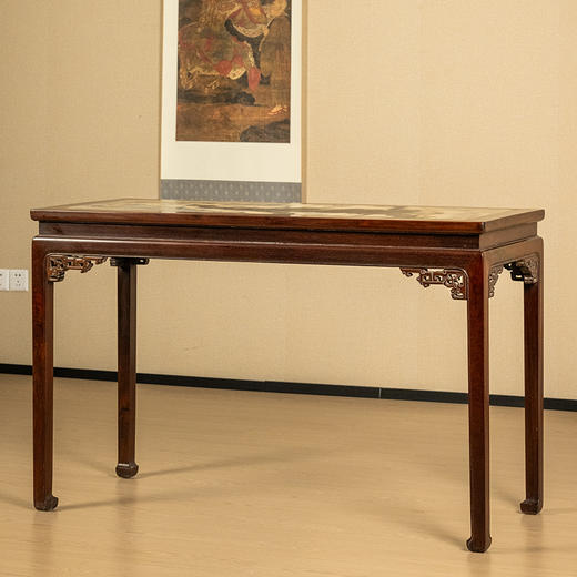 清 红木镶云石夔龙纹角牙条桌 商品图4