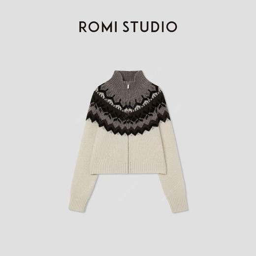 ROMI STUDIO“冬日松弛”羊驼毛绵羊毛混纺费尔岛外套 RW24WST1172 商品图4