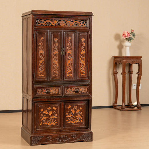 清 红木嵌黄杨木龙纹一路连科佛龛 商品图0