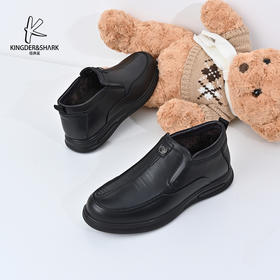 经典鲨2024年冬季新款男士加绒加厚一脚蹬平底舒适棉鞋KW262-D55091