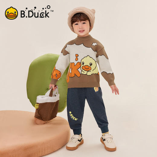 bduck小黄鸭童装儿童牛仔裤加绒冬款男童裤子宝宝束脚保暖休闲裤90-130 BF5573019 商品图1