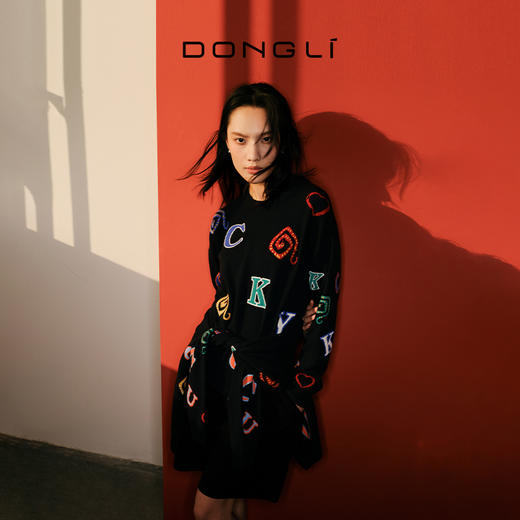 东黎 • 山羊绒女士秋冬字母提花套衫 5017 商品图5