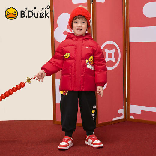 bduck小黄鸭童装男童加绒裤子加厚冬季儿童保暖运动长裤卫裤105-150 BF5573057 商品图1
