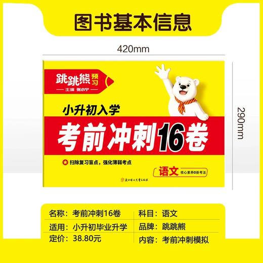 2025新版跳跳熊预习考前冲刺16卷小升初冲刺模拟测试卷张小宁主编 商品图1