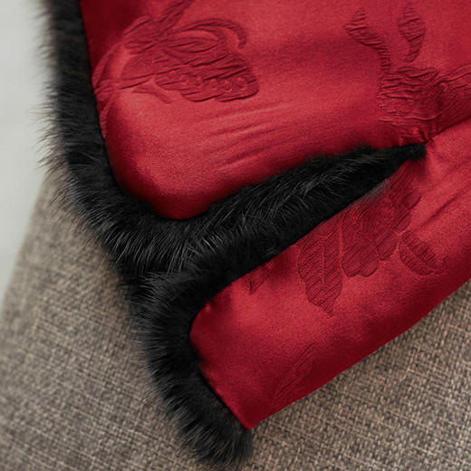 【高货wl】全新升级【铂金会员413/天猫559/差价146】(70159) 洛诗琳高级感提花真丝缎面水貂毛新中式国风盘扣马甲上衣 商品图4