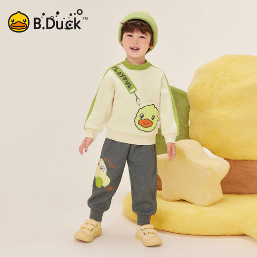 bduck小黄鸭童装男童加绒卫衣儿童宝宝上衣保暖套头衫冬装厚90-130 BF5531017 商品图1