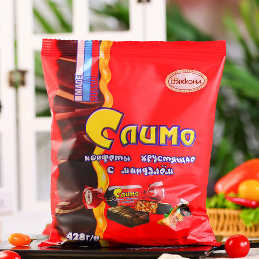 俄罗斯阿孔特牌斯利莫扁桃仁巧克力味夹心糖428g/064562 丝滑香醇酥脆夹心 商品图0