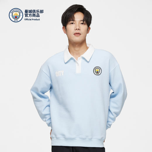 【官方正版】曼城俱乐部 | 复古POLO领长袖卫衣球迷套头衫 商品图1