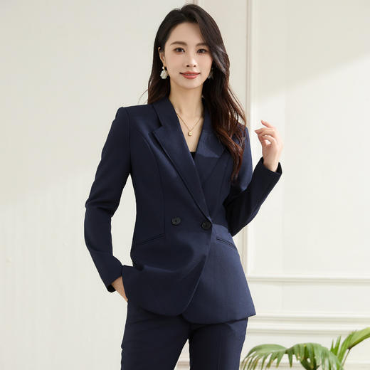 【上衣+裤子】罗蒙春秋双排扣西服套装女士商务通勤职业时尚百搭西装两件套 商品图6