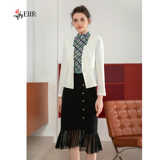 司歌弹力鱼尾裙半裙拼接网纱职业C901283X 商品图2