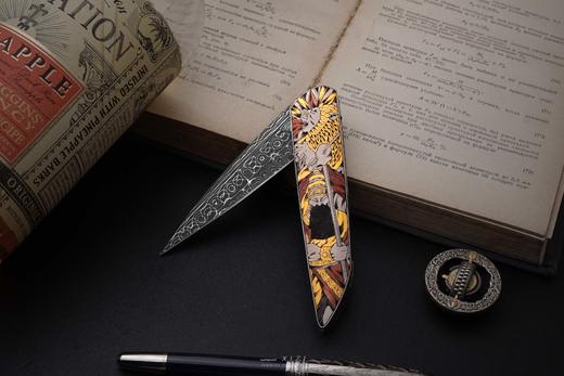 三希堂  现代刀系列  亚述之王雕金小折  未开刃 商品图7