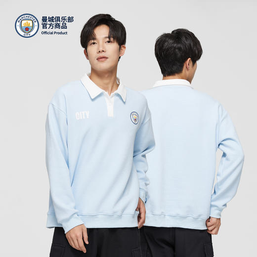 【官方正版】曼城俱乐部 | 复古POLO领长袖卫衣球迷套头衫 商品图2